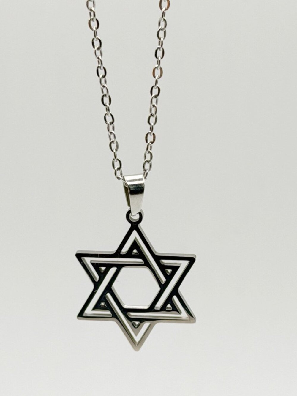 Star of David Necklace - Stainless Steel Jewish Pendant Jewelry 17-19.5”